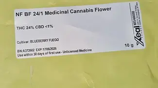 Blueberry Fuego by Next Friday. UK Medical Cannabis.