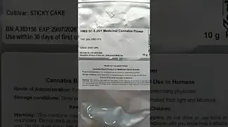 Humble Bud Sticky Cake (smalls) out the bag.