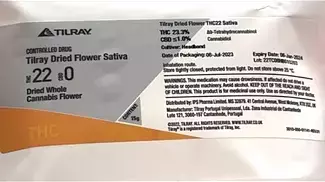 Tilray T22 Headband Sativa THC 23.3 UK Medical Cannabis