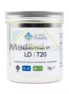 Packaging for Glass Pharms® LD T20 Lemon Diesel Medical Cannabis Flower