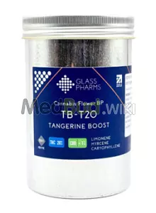 Packaging for Glass Pharms® TB T20 Tangerine Boost Medical Cannabis Flower