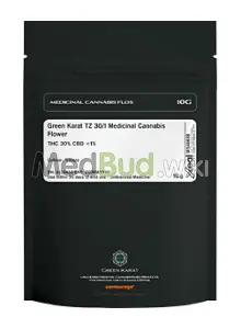 Packaging for Green Karat TZ T30 Trillianz Medical Cannabis Flower