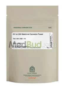 Packaging for Kasa Verde LA T29 L.A. Baker Medical Cannabis Flower