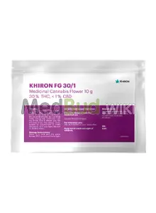 Packaging for Khiron FG T30 Frosted Grapes Medical Cannabis Flower