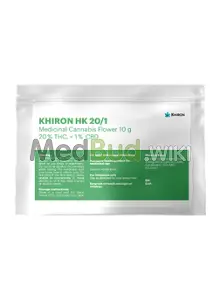Packaging for Khiron HK T20 Hindu Kush Medical Cannabis Flower