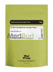 Packaging for Next Friday MTF T30 Mutant Tyre Fire Medical Cannabis Flower