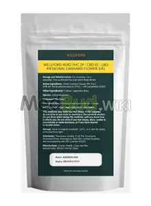 Packaging for Wellford Aqua LBO T29 Legendary Bozy Medical Cannabis Flower